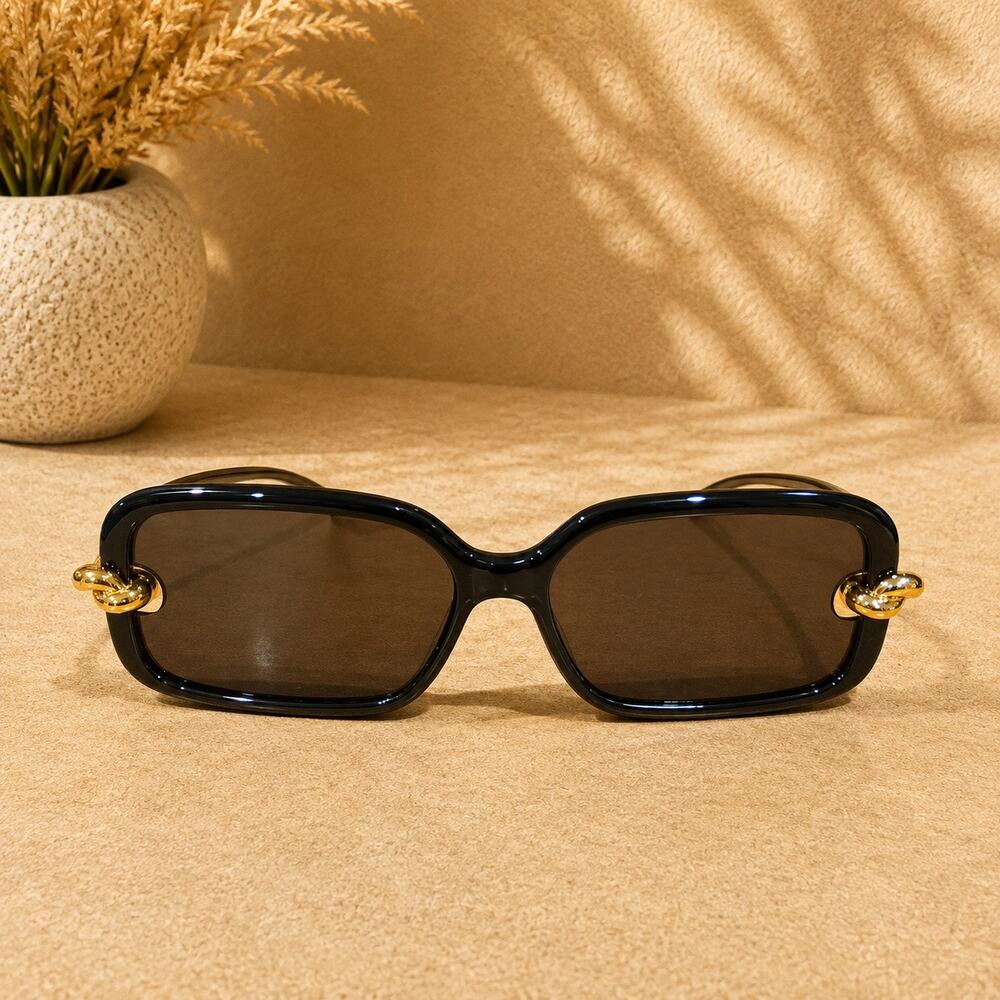 Bottega Veneta Black & Gold Knot Sunglasses w/ Case - Picture 2 of 4
